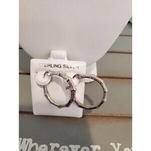 Silver diamond hoop earrings